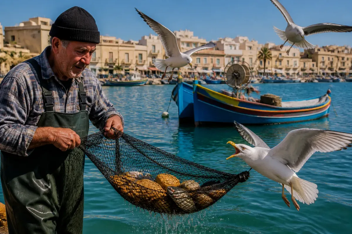 Maltese Fishermen Unveil Pastizzi-Powered Fishing Nets, Seagulls Demand Higher Wages