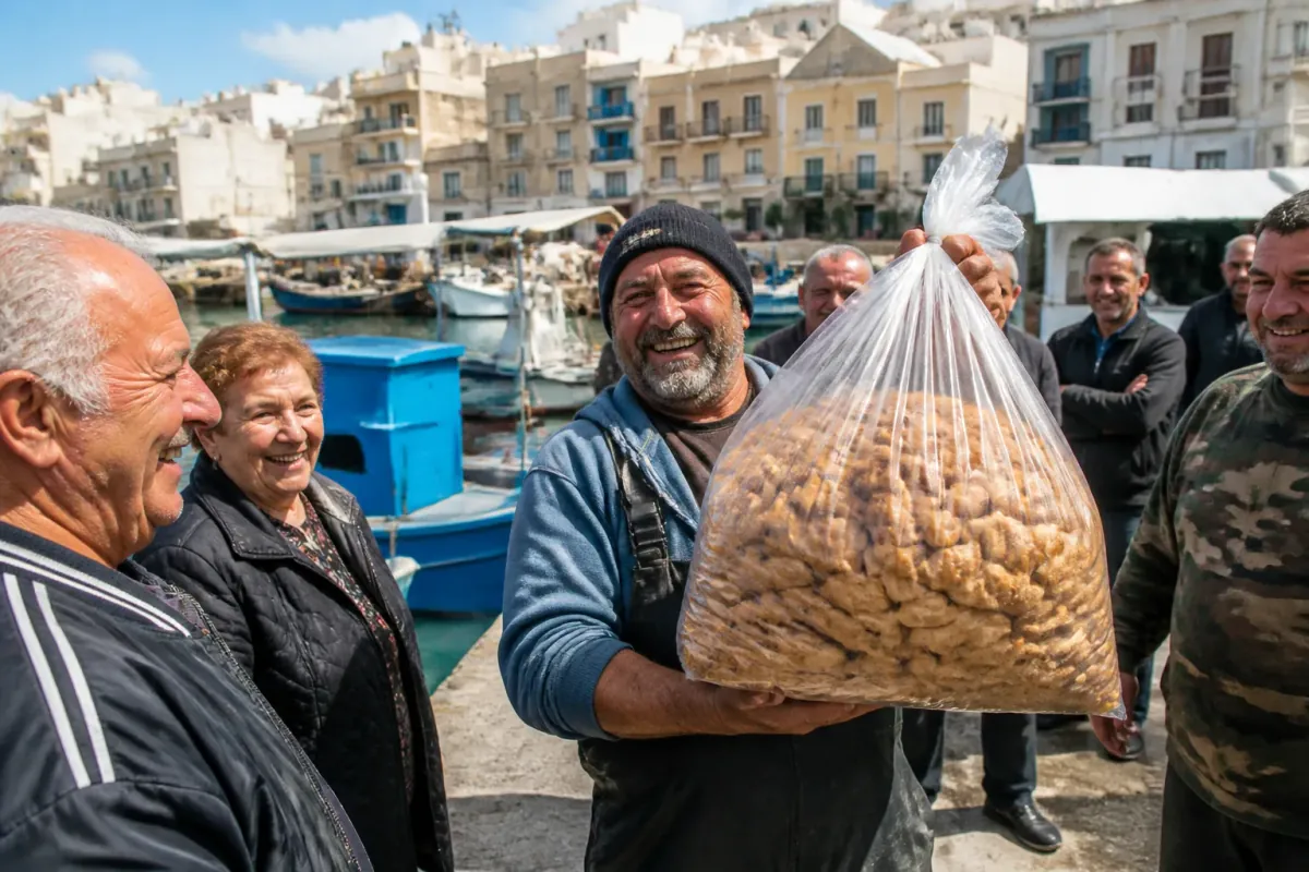 Local Fisherman Catches Legendary Maltese Kraken, Only to Find Out It’s a Giant Bag of Pastizzi