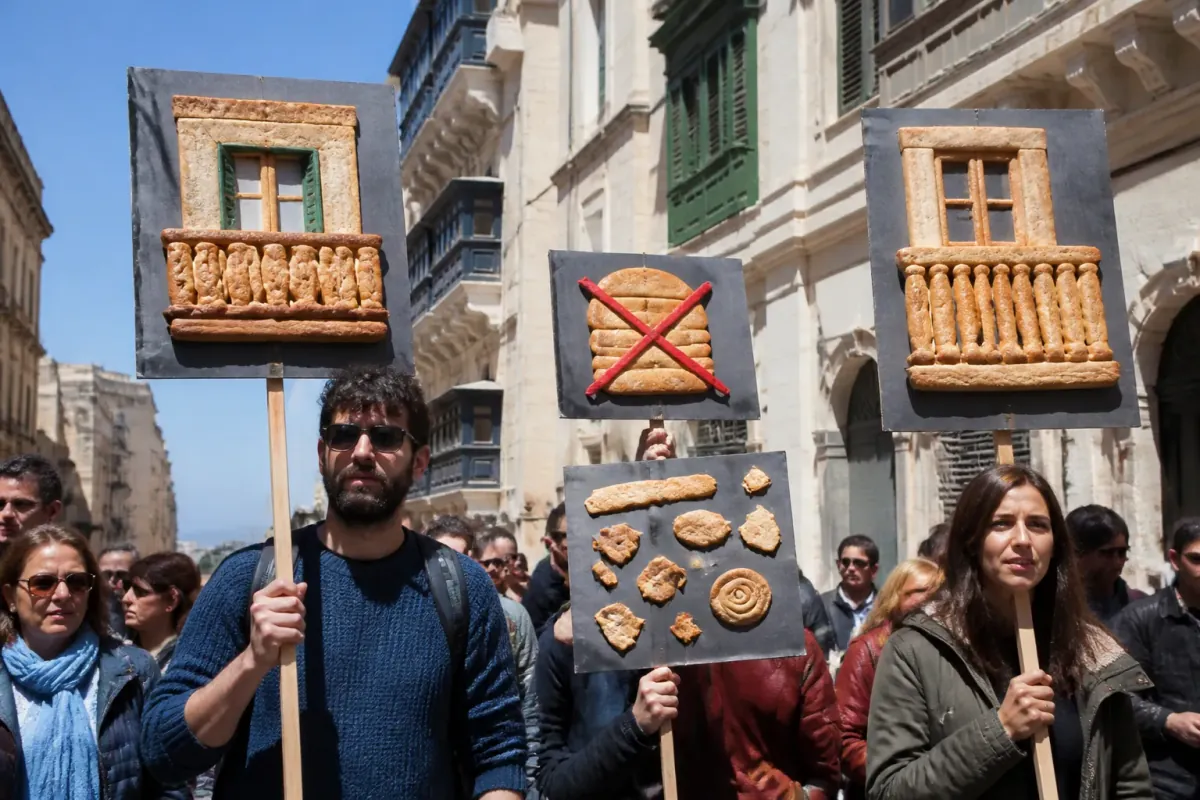 Maltese Government Mandates 10% Less Pastizzi Filling, Ignites 'Pastizza' Protests as Citizens Build Balconies from Leftover Pastry