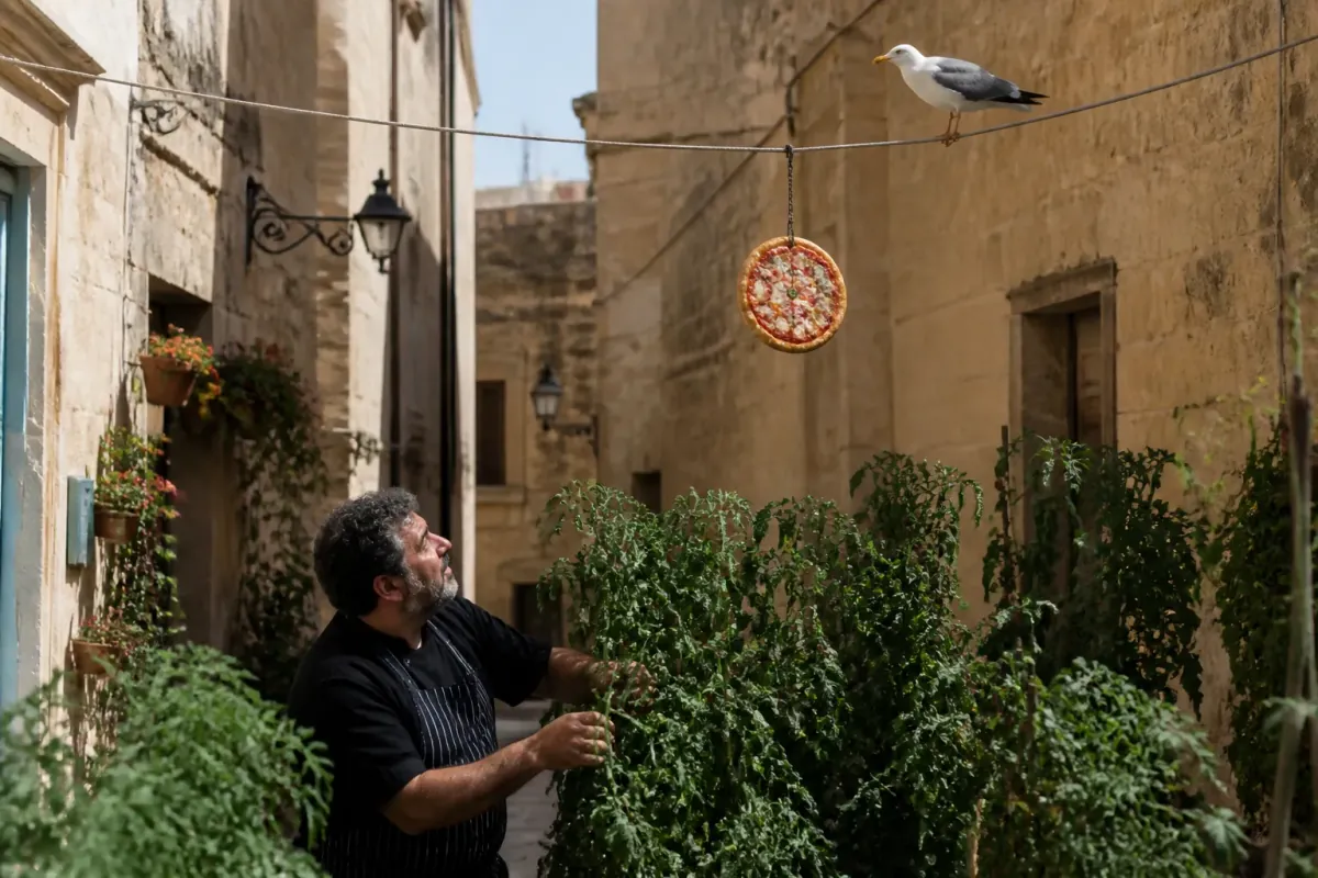 New Pizza Restaurants Must Grow Tomatoes in Mdina to Ward Off Seagull Pizza Thieves