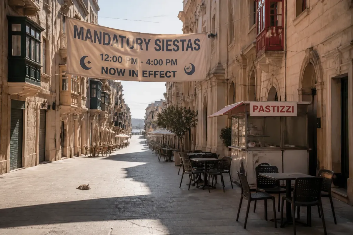 Maltese Government Replaces Holidays with Mandatory Siestas for Increased Productivity