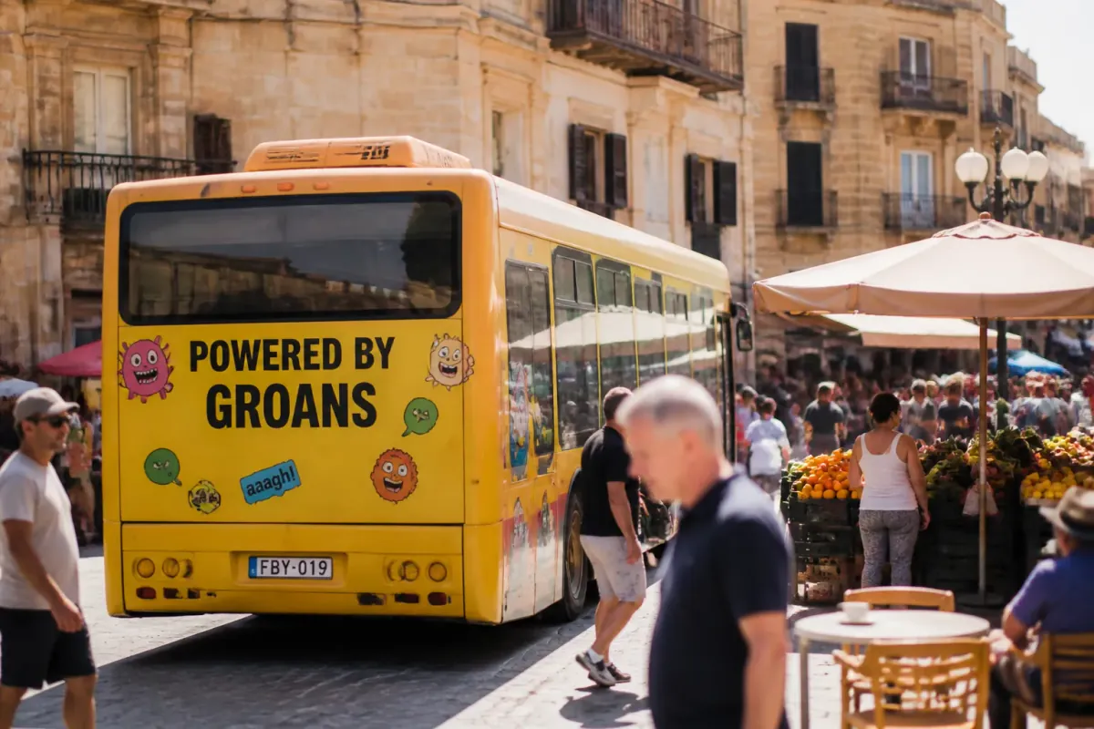Malta Introduces Revolutionary Buses Fueled By Commuter Groans, City Officials Claim Free Wi-Fi on 'Vocal Energy' Routes