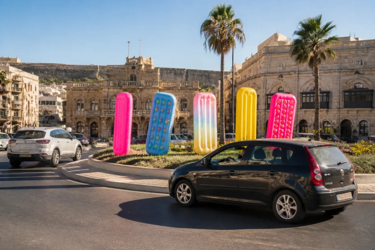 Maltese Government Replaces Roundabouts With Inflatable Lilos to Combat Traffic Stress